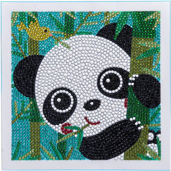 5D Digitaalinen timanttimaalaussarja lapsille, aloittelijan DIY täystimanttimaalaus, askartelu puukehyksellä Panda