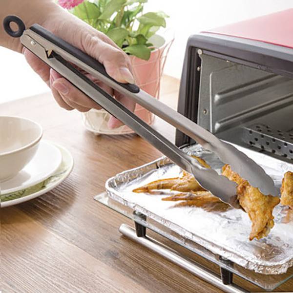 Køkken Grill- og Grilltænger (Sølv, 30 cm), Forlænget Fortykket Lås Grill- og Grilltænger i Rustfrit Stål