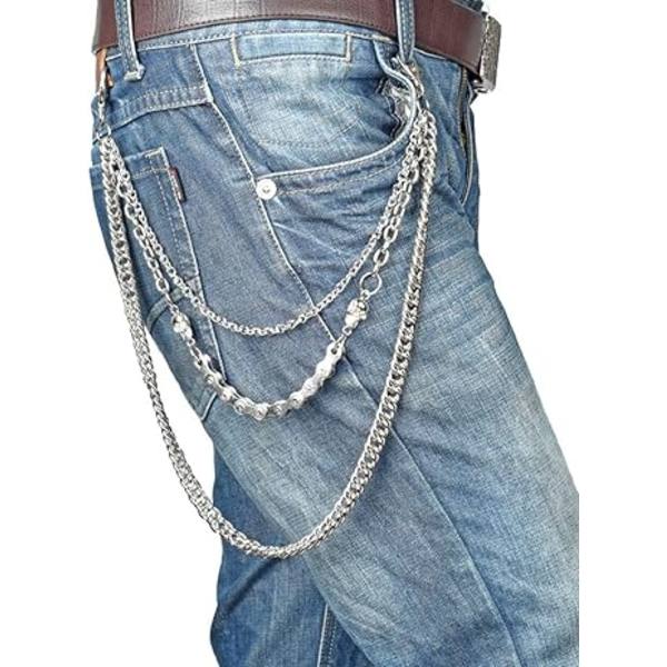 Biker Skull Wallet Kæde Punk Mænd Cool Skull Punk Bukser Lang Wallet Nøglering Til Cykel Jean Gothic Rock