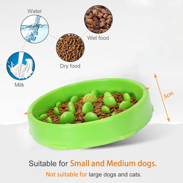 Grøn Slow Feeding Skål til Hunde, Slow Feeding Skål, Anti-Gluttony Skål til Hunde, Katte, Fremmer Sund Spisning og Langsom Fordøjelse