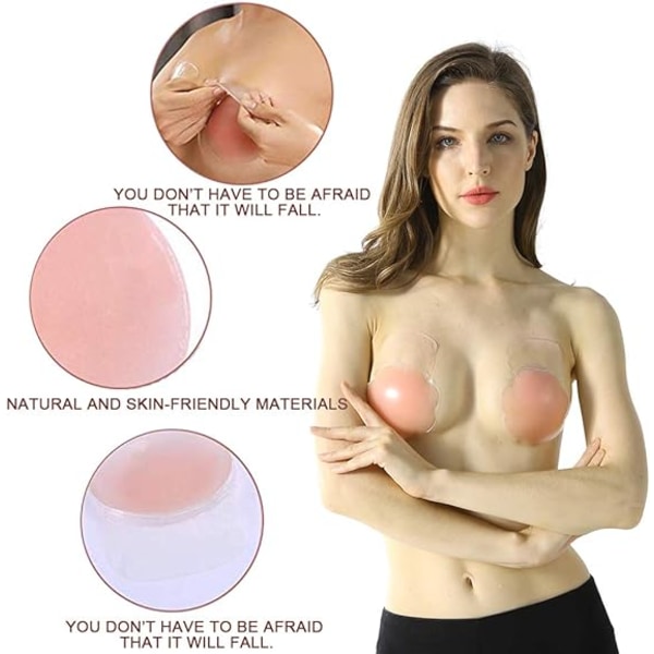 Blomformad silikonkrämbröstlyft med en diameter på 10 cm - osynlig bh-flik, cover, återanvändbar bröstlyft-bh-kupa, bröstkudde