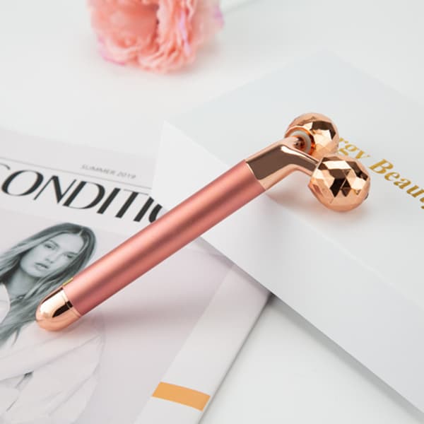 3-IN-1 Sähköinen Jade Roller 3D Roller Kasvorulla & Kasvohierontalaite, Ruusukvartsi