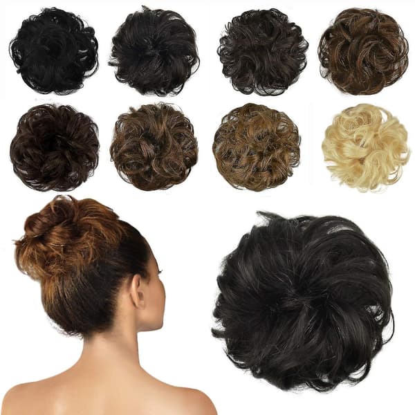 Scrunchie Hårknut Uppdaterad Hårstycke Hårband Hästsvansförlängningar Hår Black Brown