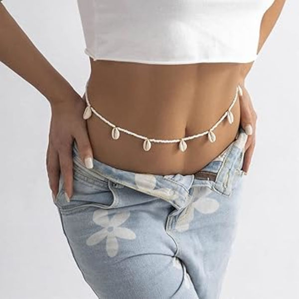 Boho Helmillinen Vatsaketju Kuori Vyötäröketju Kesäranta Vartaloketju Säädettävä Korut Naisille ja Tytöille