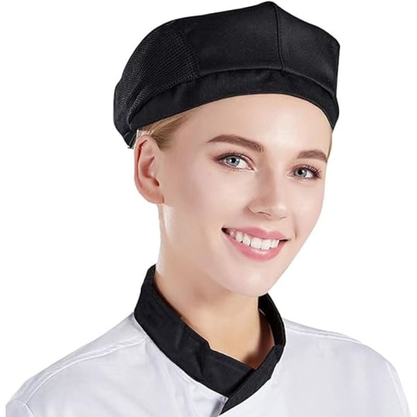 3-delt hatt med unisex-nett for matlaging, catering og bakeri