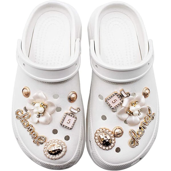 Eksklusive sko 12 stk krystall diamant sko Clog sandal dekorasjon, rhinestone blomst designer søte smykker sko tilbehør, kvinners bursdag g