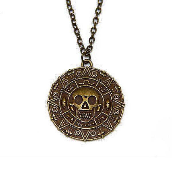 Klassiskt Pirates of the Caribbean myntmärke hänge halsband Brown