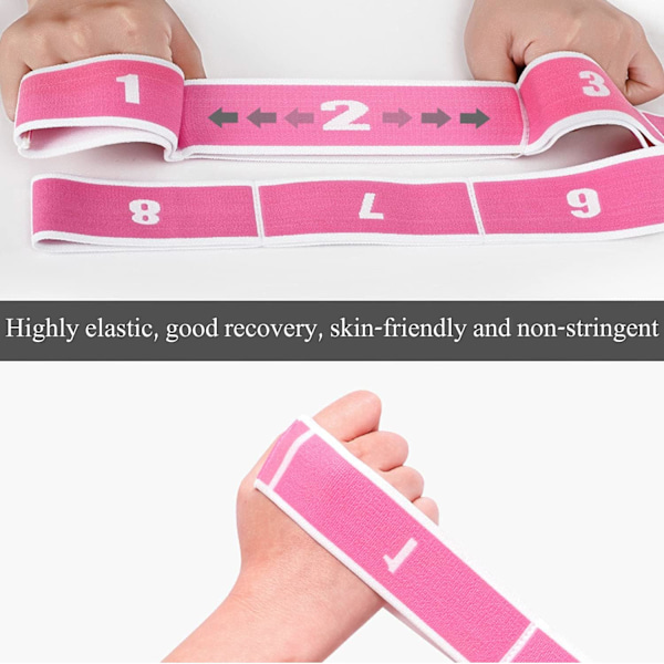 8 loopar av rosa latexmotståndsband, lämplig för 120 cm för dansare att använda barnens pilates Yoga Fitness Training Digital Stretching Band Elastic