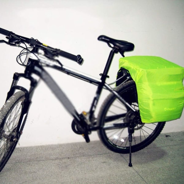 Cykelregnöverdrag, cykelhängväska, fluorescerande grönt cykelryggsäcksöverdrag, ultralätt och hopfällbart vattentätt skydd.