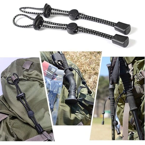 2PCS ryggsäck elastisk rep fixering spänne, vandring camping ryggsäck vandringsstav fixering rep