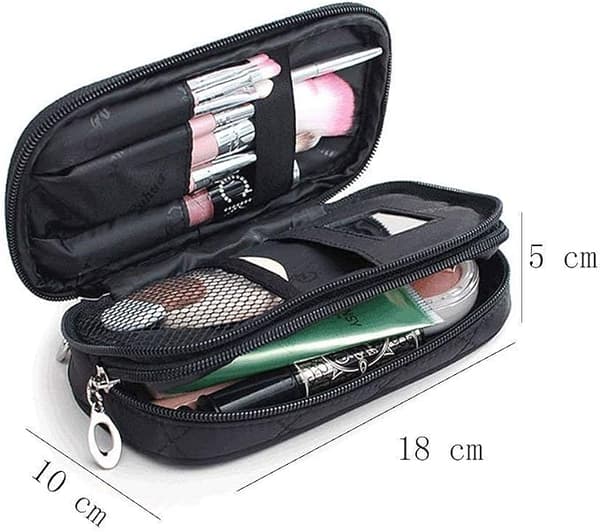 Bærbar Lingge makeup taske (ekskl. kosmetik), fast børste, professionel multifunktionel dobbeltlags kosmetik organizer til kvinder, sort