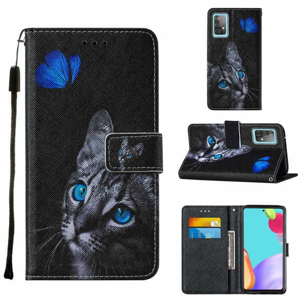 Samsung A52 Plånbok Cat Svart