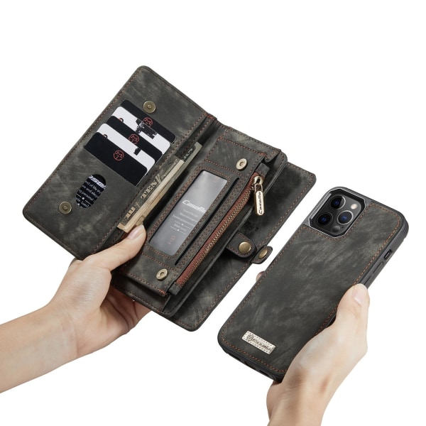 iPhone 12 Pro Max CaseMe Plånbok Magnet splittläder  Svart Svart aska