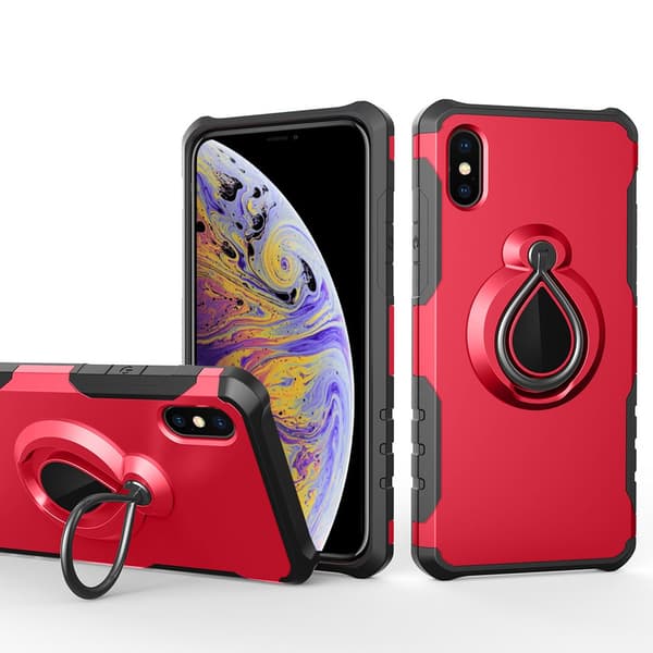 iPhone XS Max Pansar Skal Röd med hållare.