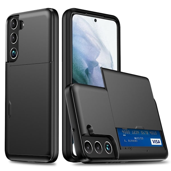 Samsung S22 Pansarskal med korthållare svart