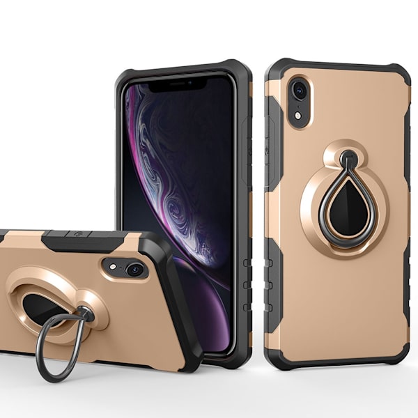 iPhone XR Pansar Skal Guld med hållare.