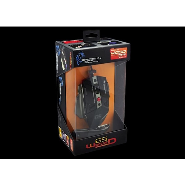 DragonWar Warlord - Souris Gaming Ambidextre Sort og Grå Flettet (1,8 meter) RGB baggrundsbelysning - USB 3.0/2.0 med 8 Färg