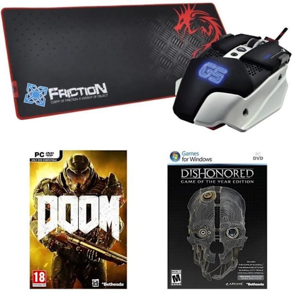 DRAGON WAR Pack: Warlord Mouse + Speed Edition Mouse Pad + Doom PC-spel + Dishonored GOTY PC-spel