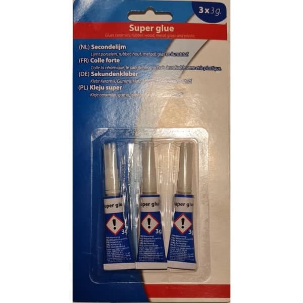 Förpackning med 3 Super Glue 3 G tuber