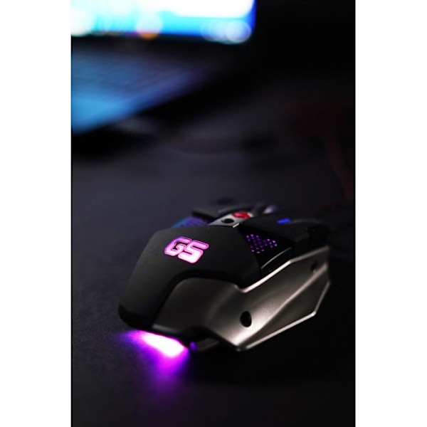 DragonWar Warlord - Souris Gaming Ambidextre Sort og Grå Flettet (1,8 meter) RGB baggrundsbelysning - USB 3.0/2.0 med 8 Färg