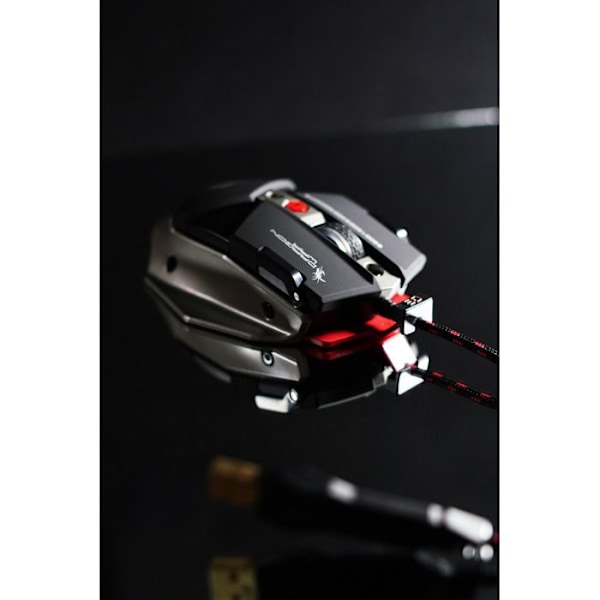 DragonWar Warlord - Souris Gaming Ambidextre Sort og Grå Flettet (1,8 meter) RGB baggrundsbelysning - USB 3.0/2.0 med 8 Färg