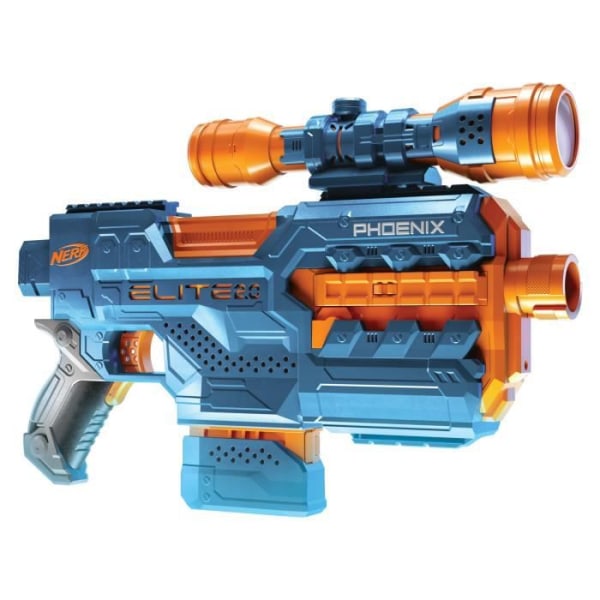 NERF - Elite 2.0 - Phoenix CS-6 moottoroitu blaster - 12 NERF-tikkaheittoa - tähtäin - taktiset kiskot Flerfärgad