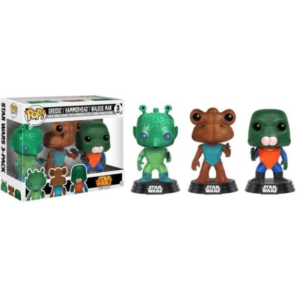 3 Funko Pop! Star Wars: Greedo, Hammerhead, Walrus Man - eksklusiivinen Greedo, Hammerhead, Walrus Man - Ex