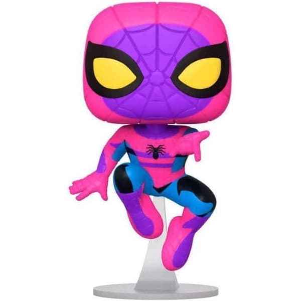 Funko pop! & T.Shirt (voksen) Størrelse M: Marvel - Spider-Man (Sort lys) Svart