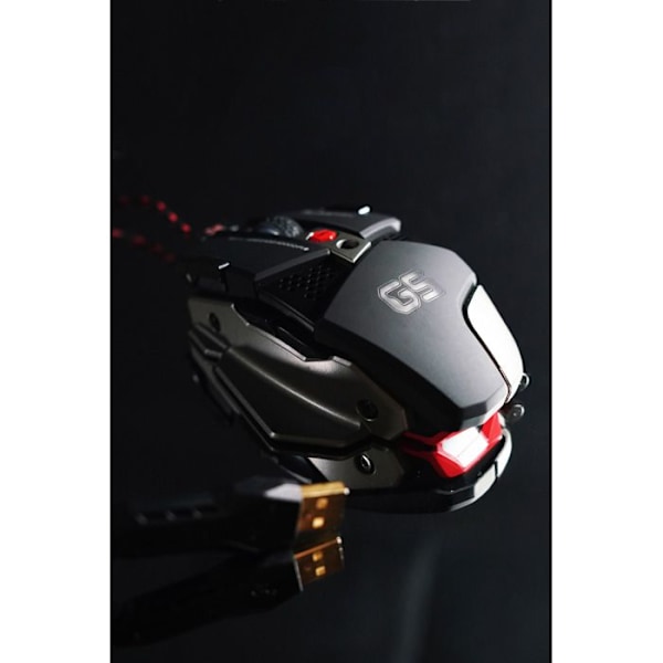 DragonWar Warlord - Souris Gaming Ambidextre Sort og Grå Flettet (1,8 meter) RGB baggrundsbelysning - USB 3.0/2.0 med 8 Färg