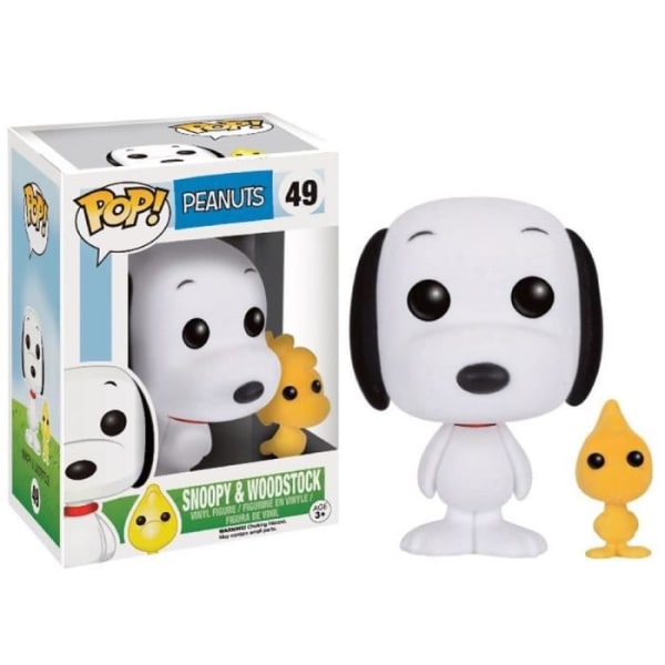 Snoopy Peanuts Figurine - Snoopy and Woodstock flockad Exclu Pop 10 cm