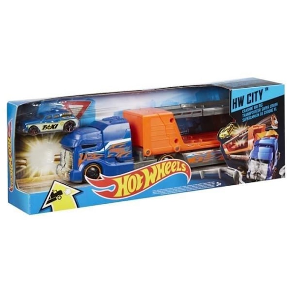 Hot Wheels - Super Crash Transporters - Mattel - Lastbil, der skubber biler ud - Dreng - fra 3 år og opefter Flerfärgad