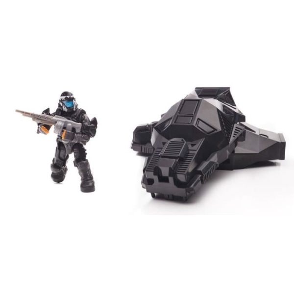 Byggleksak - Megabloks - Landing Pod med Stealth ODST metallfigur - Svart - Ålder 8+ Enfärgad