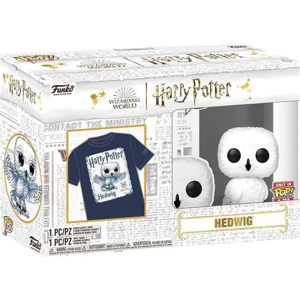 Funko pop! & T.Shirt M (voksen): Harry Potter - Hedwig Vit