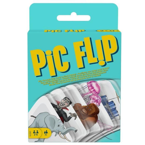 Kortspil - Mattel Games - Pic Flip - Association og hastighed - Billedkort - 2 til 6 spillere - Fra 7 år -