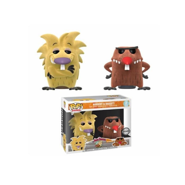 Nickelodeon Pop Figur 2-Pack Norbert & Dagget Flocked Eksklusiv 10 cm - FUNKO