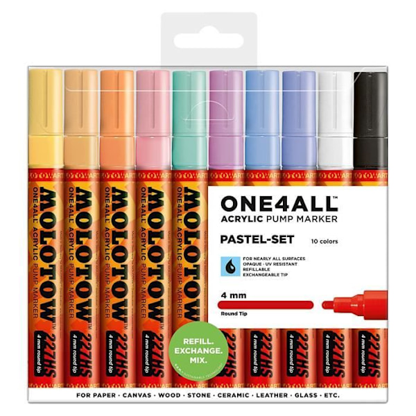 Pastellset med 10 st Molotow One4All 227HS Marker 4 mm