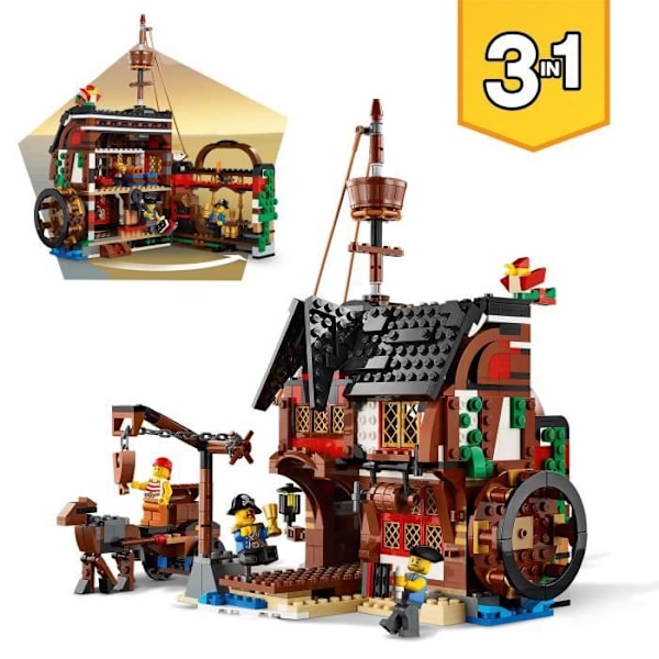 LEGO® Creator 3-i-1 31109 Piratskib, Legetøj, Havdyrsfigur, Hajlegetøj, Skeletfigur, Børn 9 år Flerfärgad