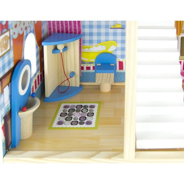 Dollhouse puinen asuinhuvila kalusteineen