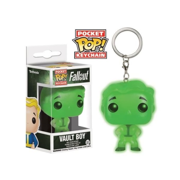 Kosmetiska smycken för barn - Pocket Pop. Fallout Boy Green (exklusiv - Glow In The Dark) Nyckelring med vinylfigur