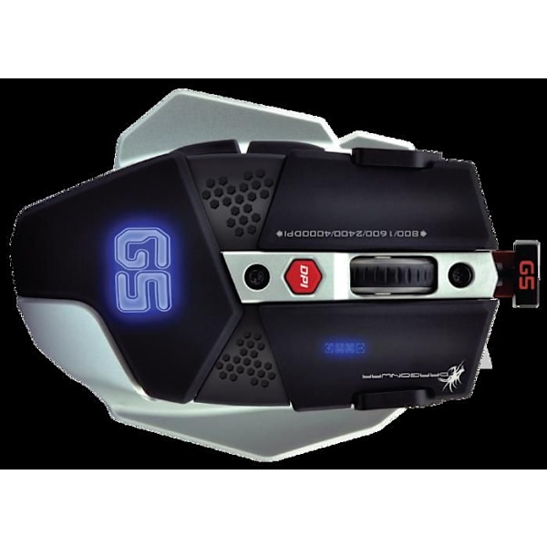 DragonWar Warlord - Souris Gaming Ambidextre Sort og Grå Flettet (1,8 meter) RGB baggrundsbelysning - USB 3.0/2.0 med 8 Färg