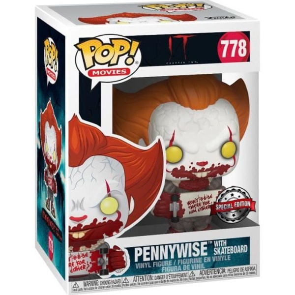 Tänk ATT Kapitel 2 - Pennywise With Skateboard - Funko Pop! #778 Standard