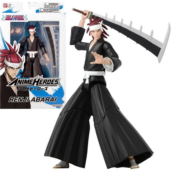 Anime Heroes statyett 17 cm - Abarai Renji - Bleach - BANDAI Svart