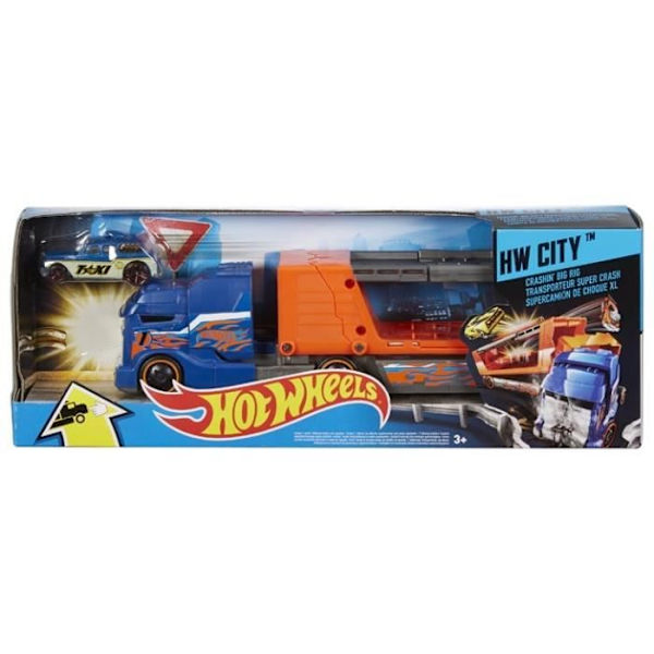 Hot Wheels - Super Crash Transporters - Mattel - Lastbil, der skubber biler ud - Dreng - fra 3 år og opefter Flerfärgad