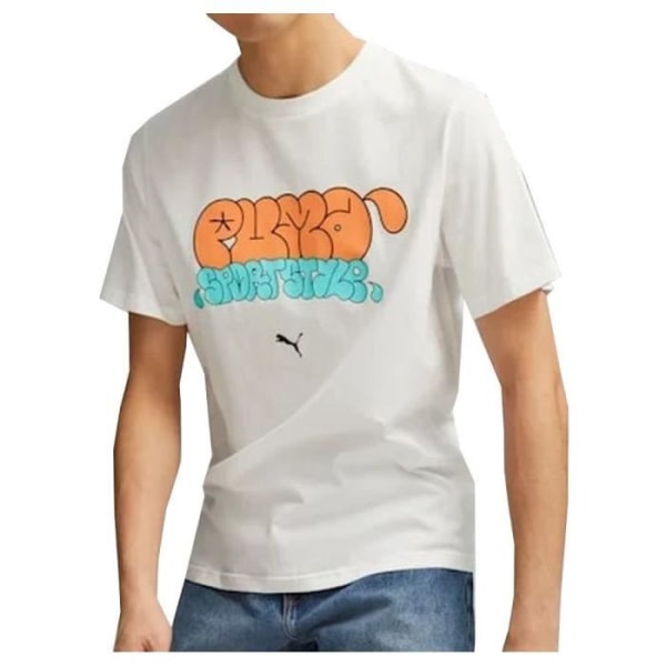 PUMA T-shirt Graffititröja Vit, Gul, Blå 62251302 Vit jag