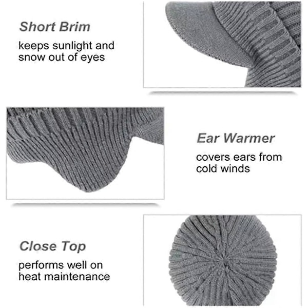 Proposition Stickad Mössa, Elastisk Varmt Öronskydd Stickad Mössa gray Without Plush Lining