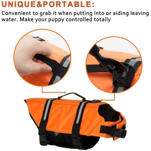 Hunde-redningsvest, størrelse XXL. Refleksstriper og justerbart belte, optimal nautisk sikkerhet.