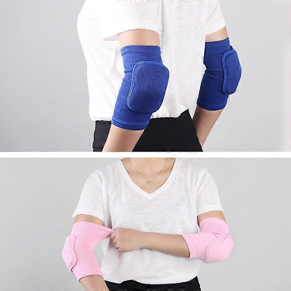 Elastiske albuebeskyttere fortykket svamp albue knæbeskyttere beskyttelse basketball volleyball sport arm ærme pude voksne børn Black L
