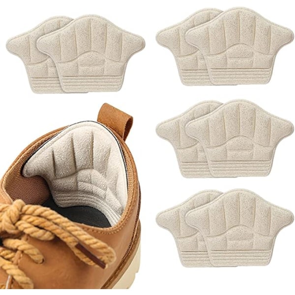 4 par klackskydd (beige), klackskydd i mjuk mocka, självhäftande