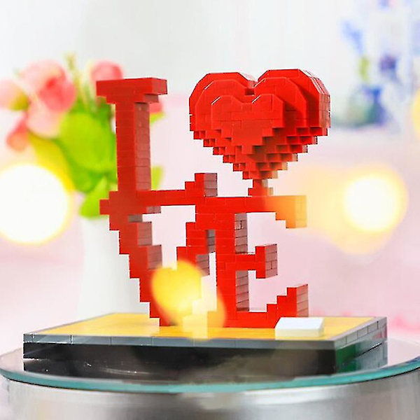 Kærlighed Rød Rose Hjerte Byggeklodser Mikro Partikler Byggeklodser Legetøj Romantisk Gave Til Elsker G Heart shaped
