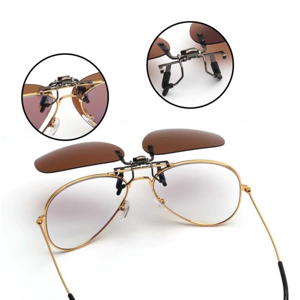 Clip-on Aviator Solbriller Pilot Briller Brun brun